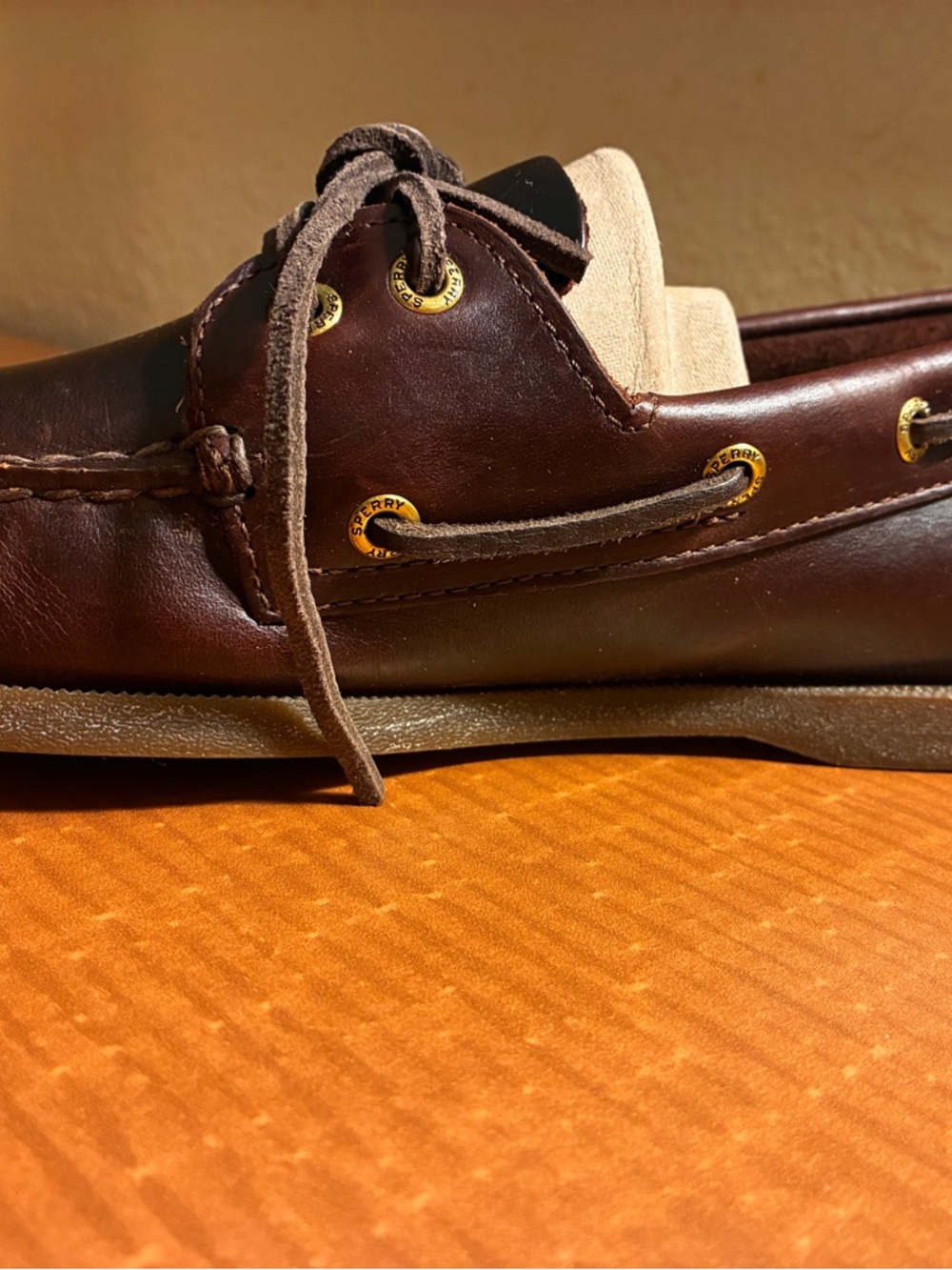 Sperry Chestnut Brown Leather Boat Shoes NEW W/O BOX - Picture 3 of 5